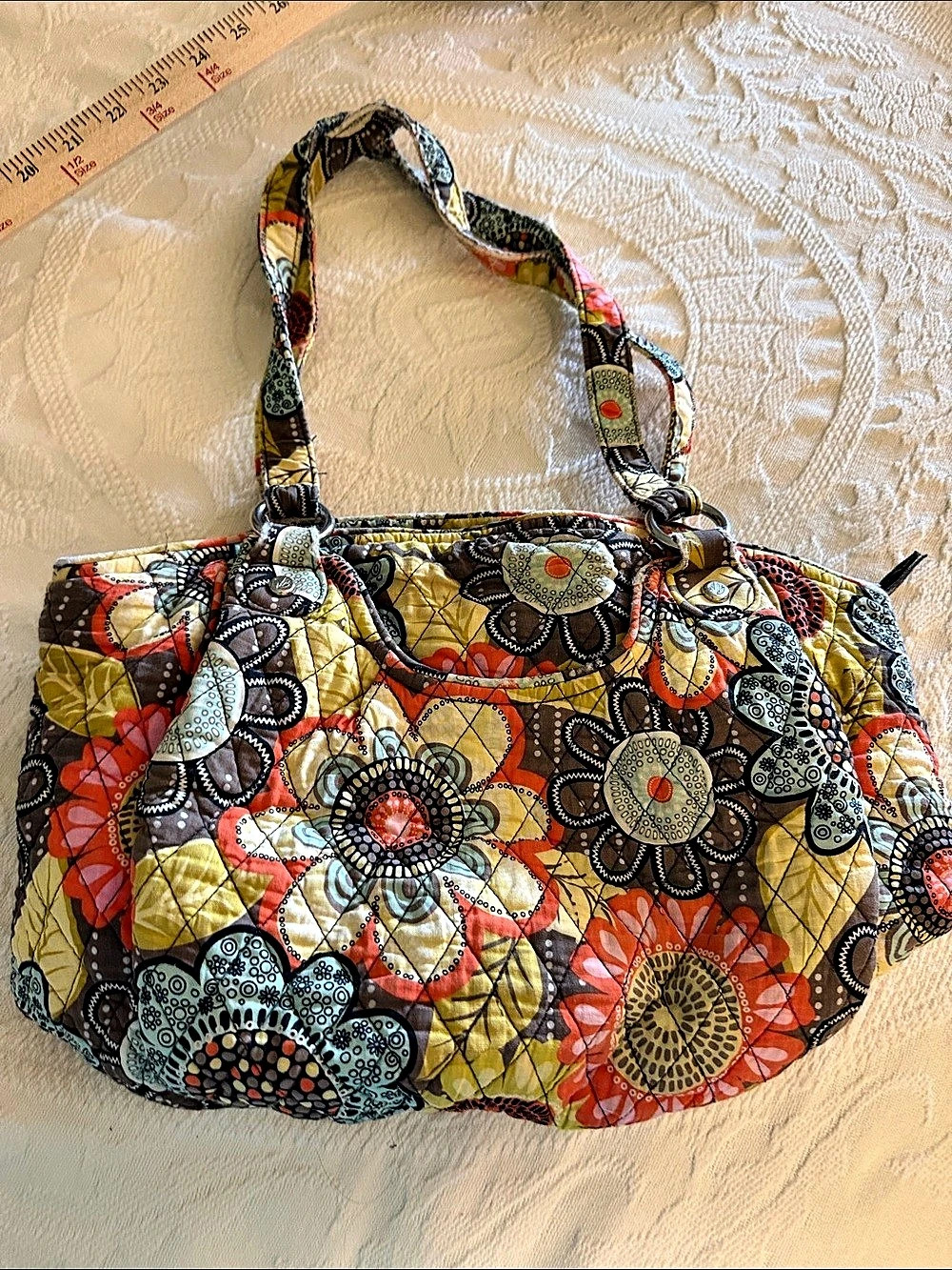Vera Bradley Java Blue Tote Floral Shoulder Bag Brown & Multicolor